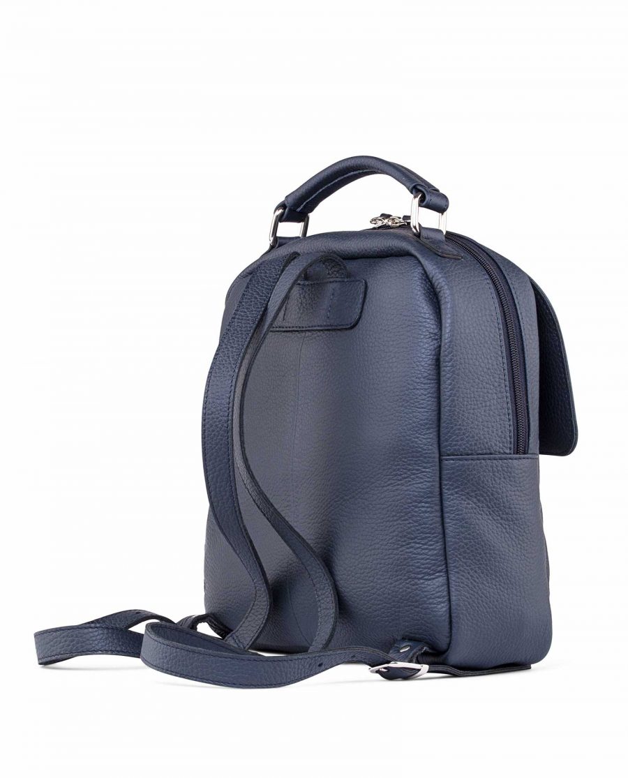 Diana Florian City Backpack in Blue Gray Pebble leather Back side
