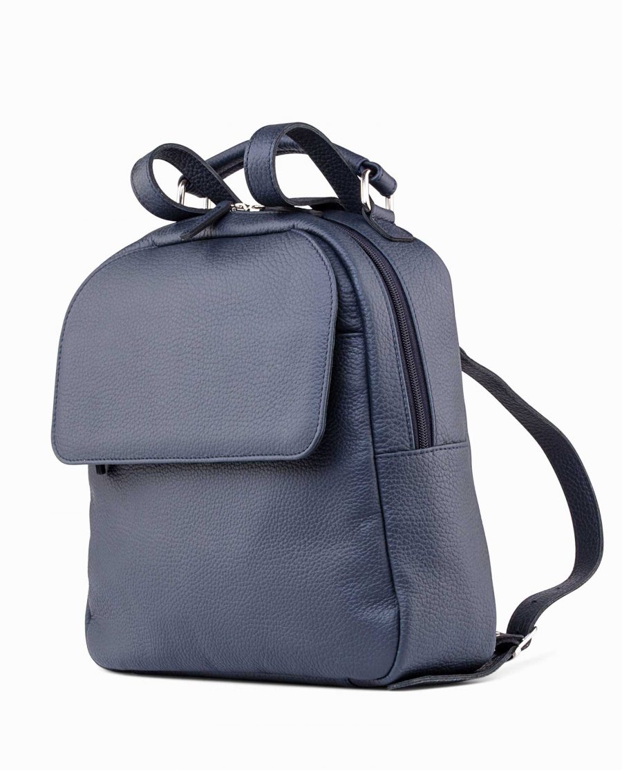 Diana Florian City Backpack in Blue Gray Pebble leather Half look
