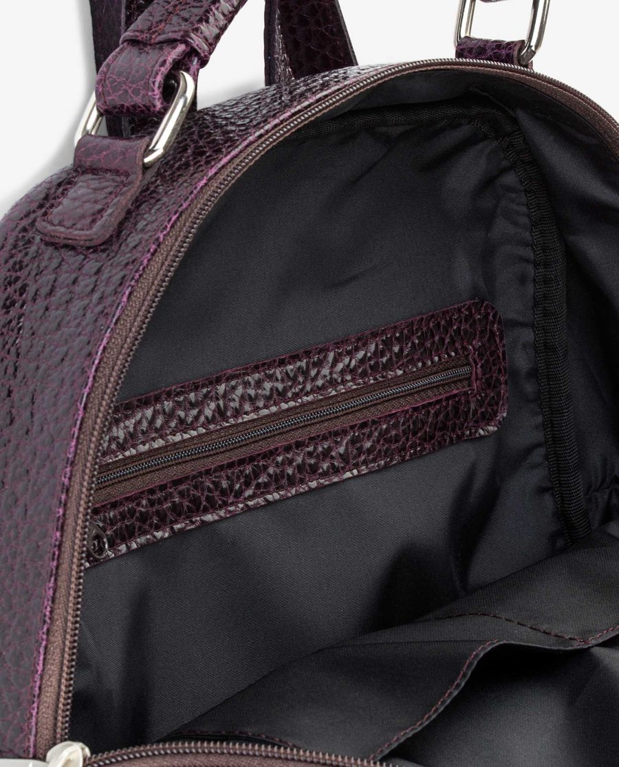 Diana Florian City Backpack in Oxblood Pebble leather Inside