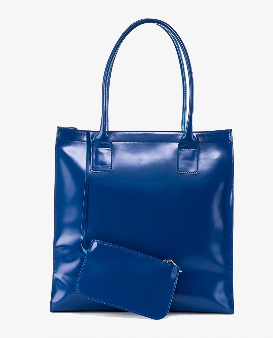 Blue Leather Shopper Bag Patent Leather Main picture gr