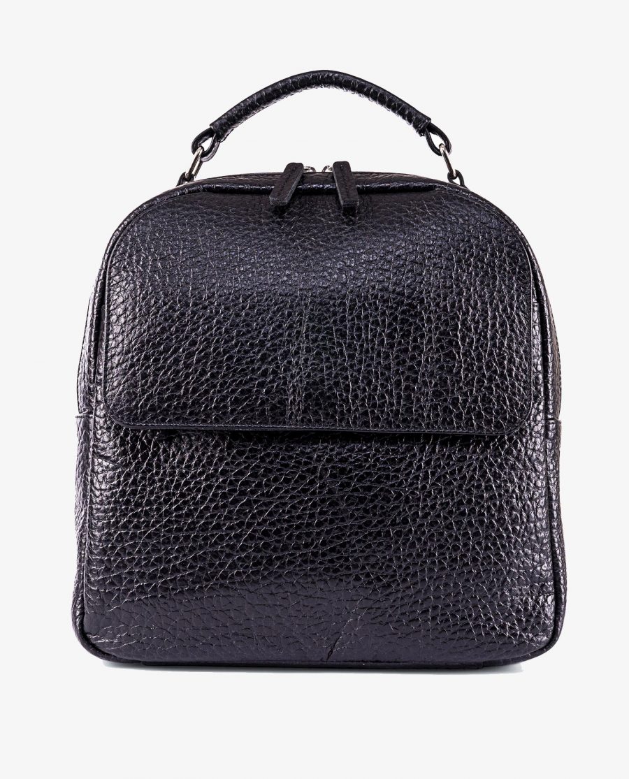 Small Leather Backpack in Black Italian cowhide Main image gr