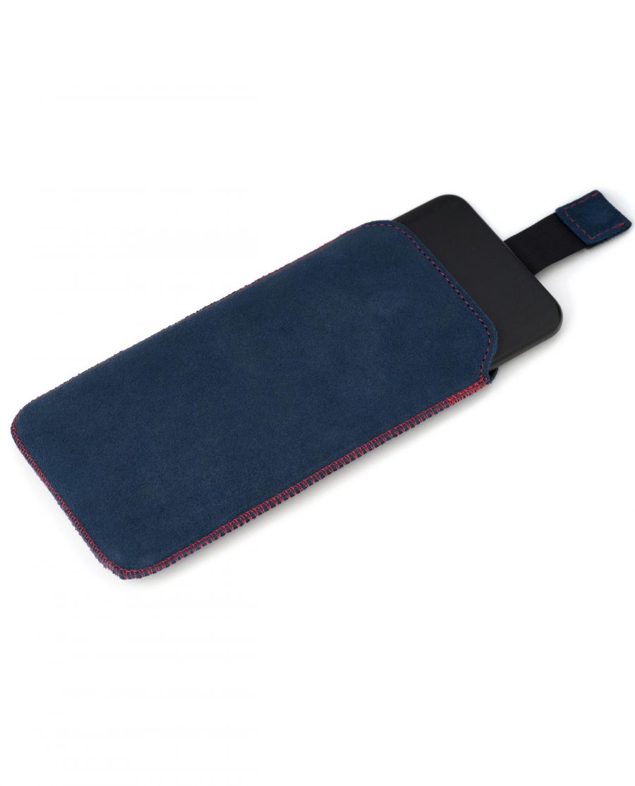 Blue Suede iPhone 6 Plus Leather Case Pull out strap