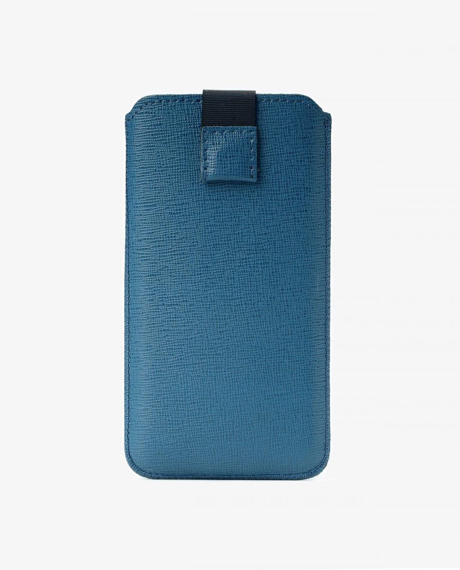 Blue iPhone 6 7 8 Saffiano Leather Case Pouch First image