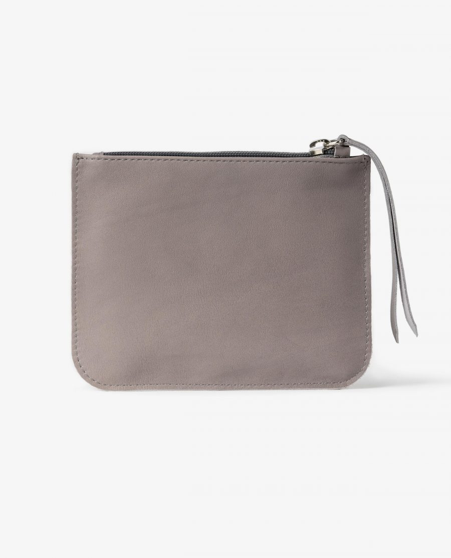 Buy Gray Smooth Leather Pouch | DianaFlorian.com | Free Shipping