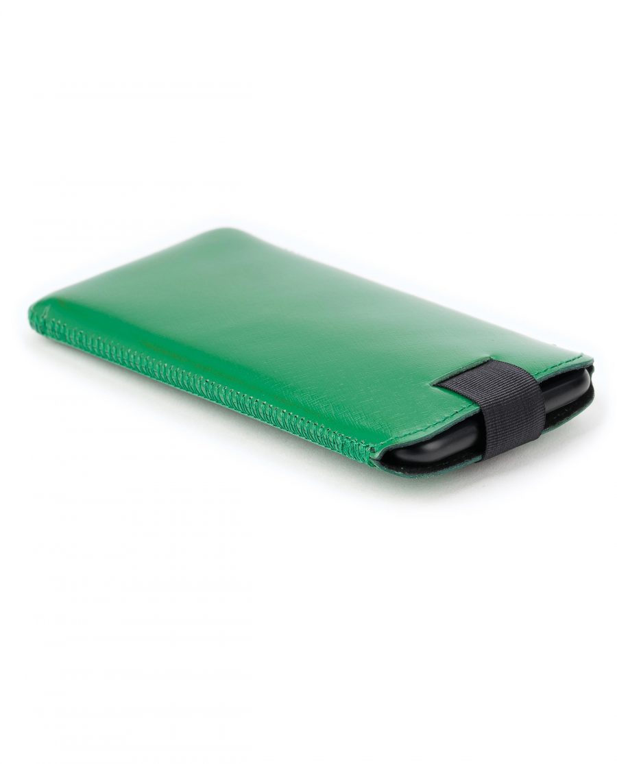 Green iPhone 6 6s 7 8 Leather Case Smooth Italian calfskin With phone inside