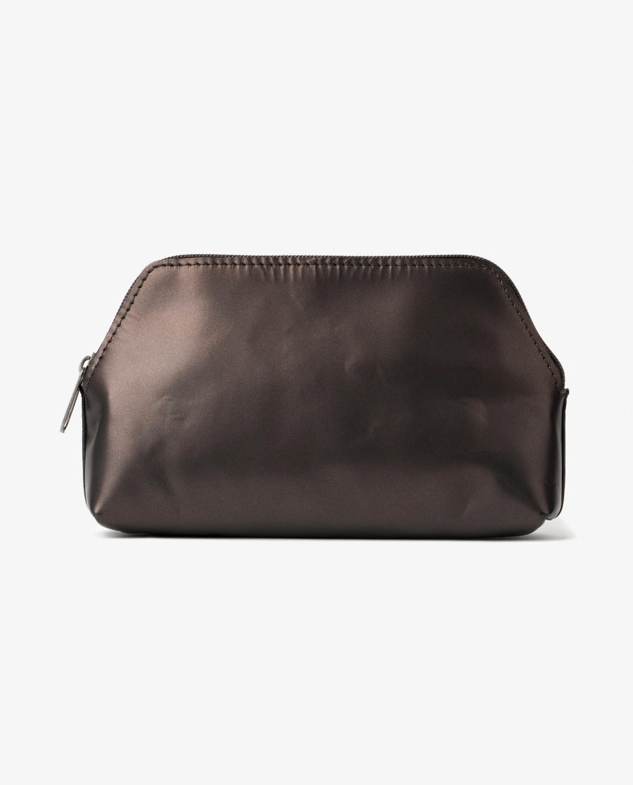 Makeup Pouch in Brown Anthracite Leather Genuine Calfskin Main picture