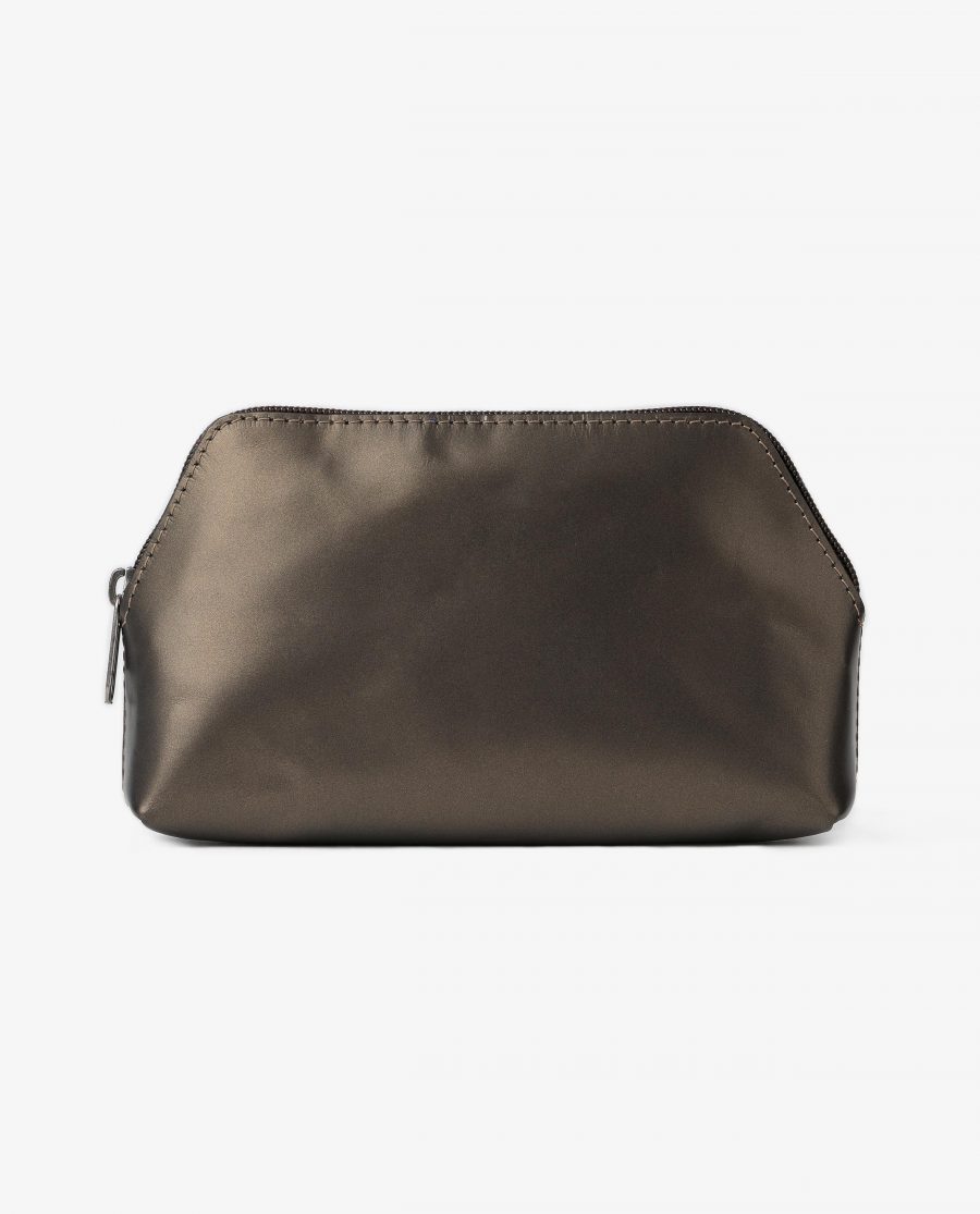 Makeup Pouch in Green Anthracite Leather Main picture