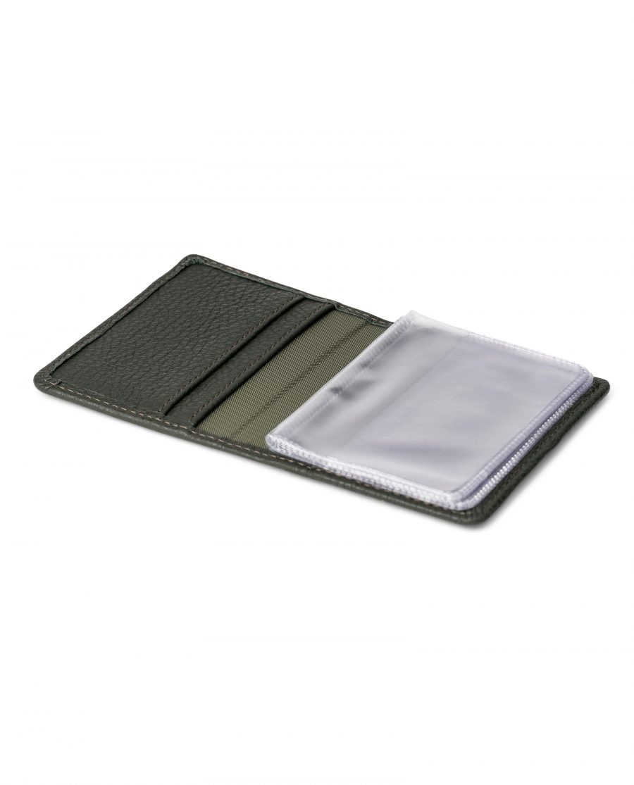 Olive Green Leather Credit Card Holder Inside image