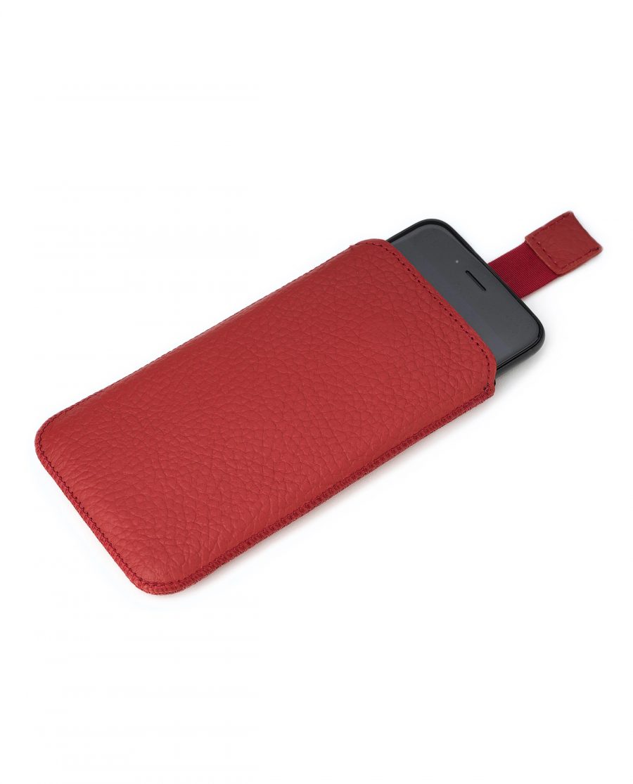 Red iPhone 6 Leather Case Genuine Italian Calfskin Pull out strap