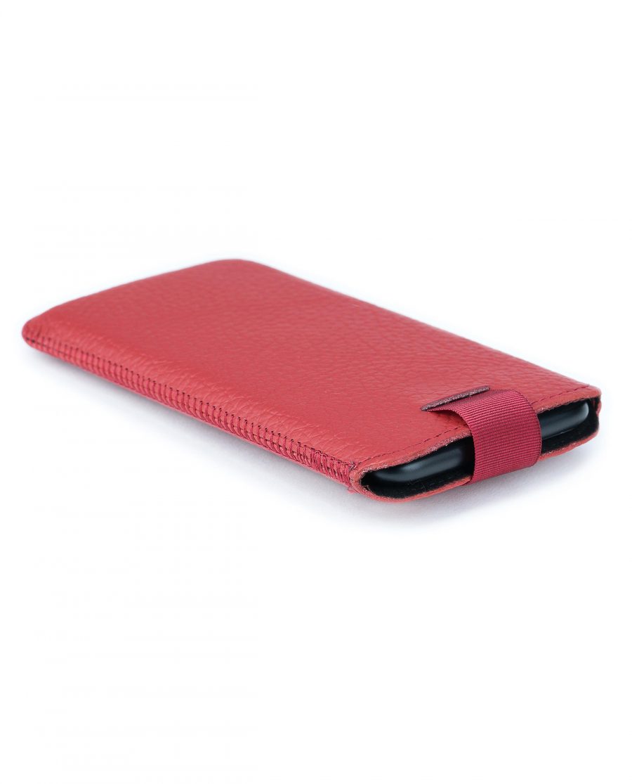 Red iPhone 6 Leather Case Genuine Italian Calfskin With phone inside