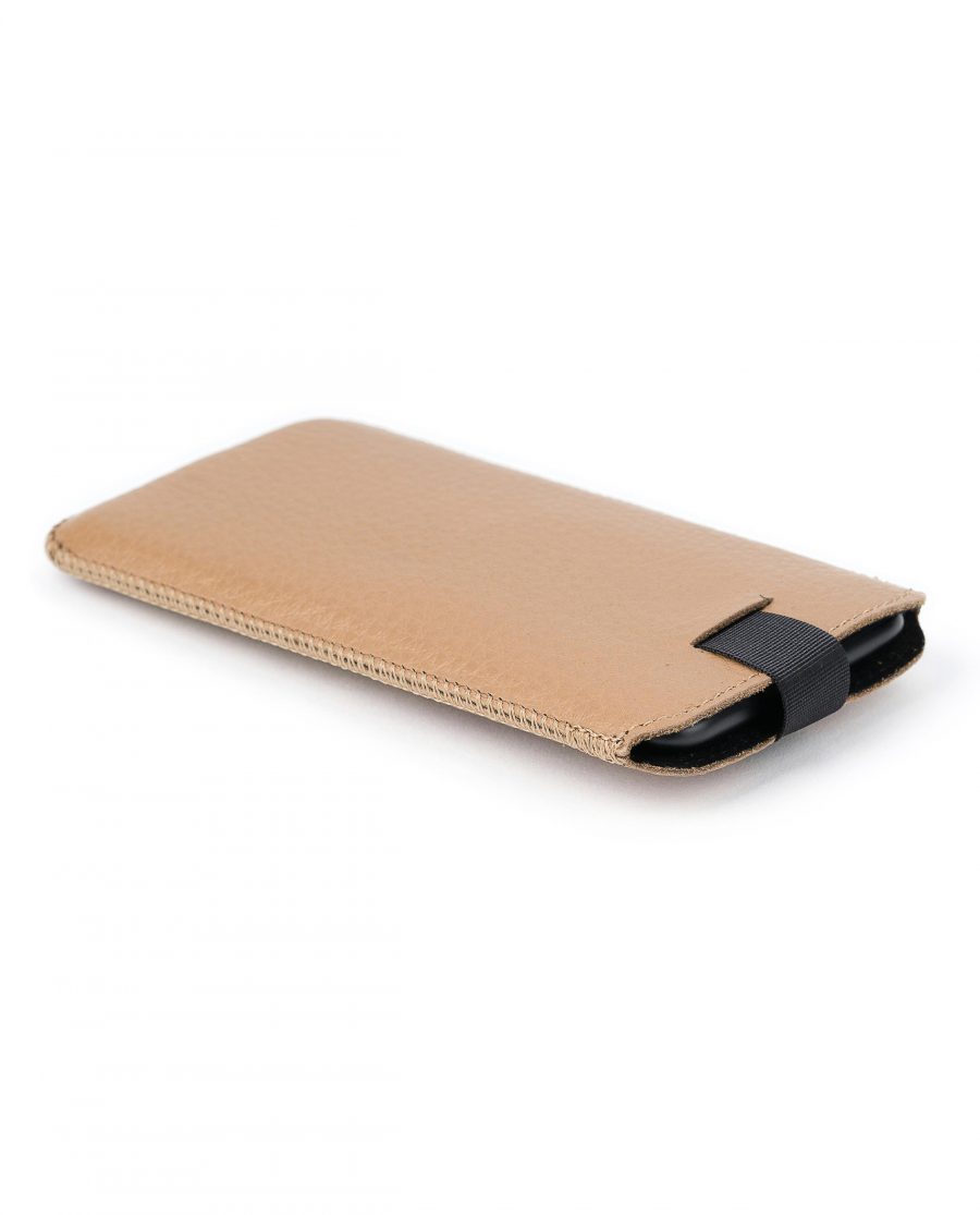 Tan iPhone 6 6s 7 8 Leather Case Beige Italian Calfskin Phone inside
