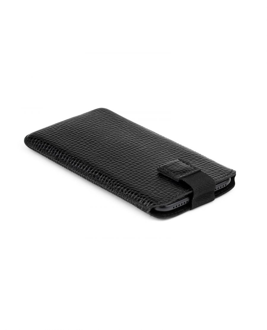 Black Leather iPhone X Case Side image