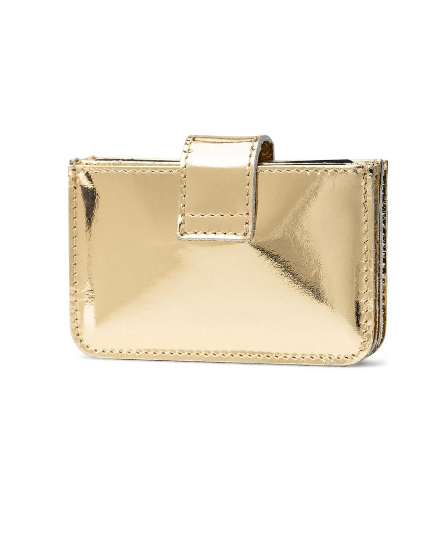 Gold Patent Leather Card Holder with Snap button Back side