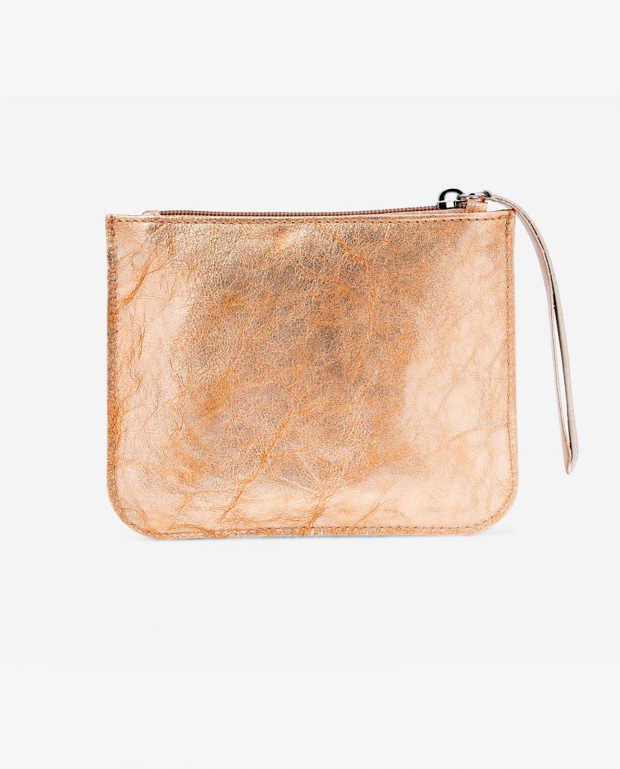 Gold Peach Small Leather Pouch Italian calfskin First image