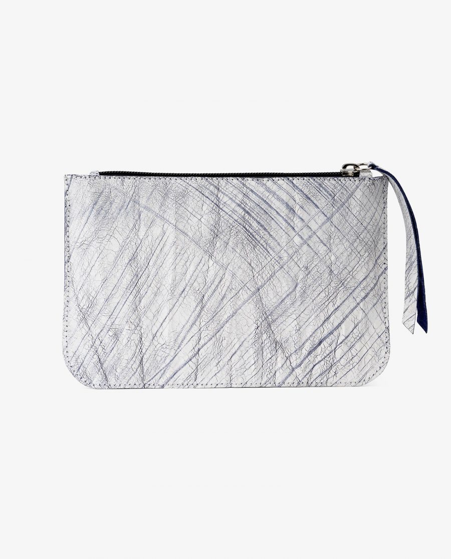 Medium Leather Pouch White Blue Main image