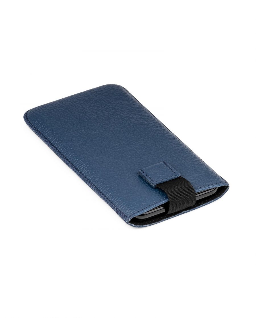 Navy Blue iPhone X Leather Case Side view