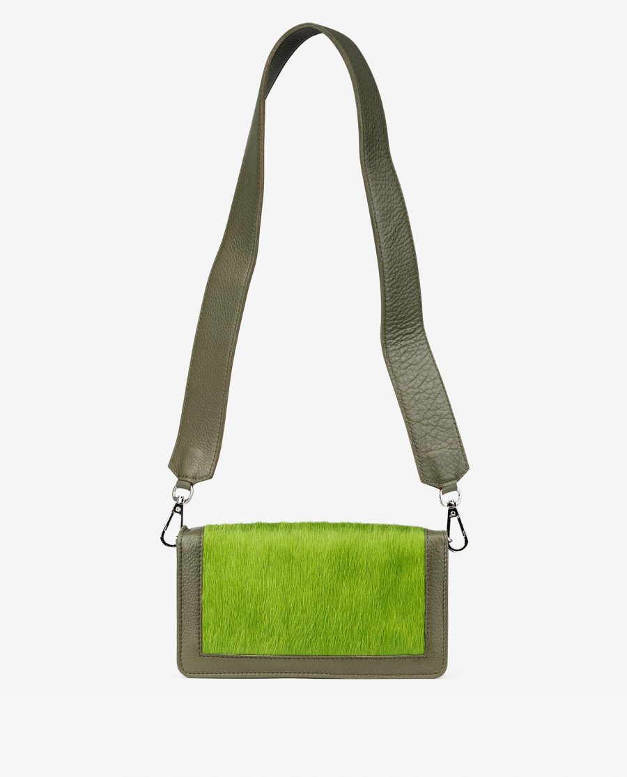 Olive Green Calf Hair Leather Clutch Bag Main picture