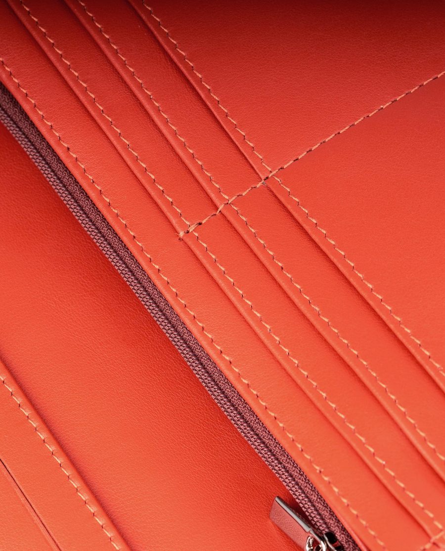 Orange Calf Hair Leather Clutch Bag Card slots