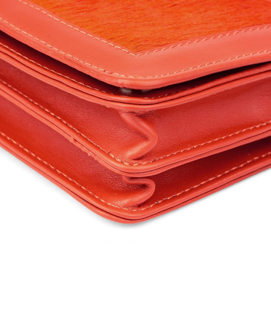 Orange Calf Hair Leather Clutch Bag Corner image