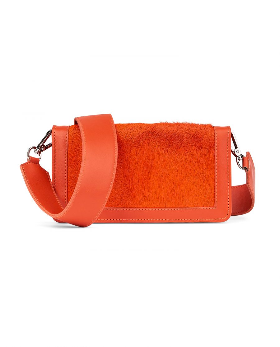 Orange Calf Hair Leather Clutch Bag Front image