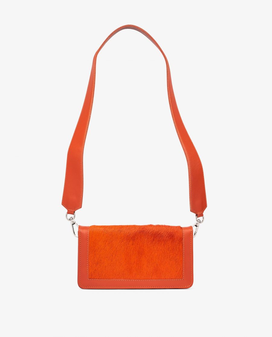 Orange Calf Hair Leather Clutch Bag Main picture