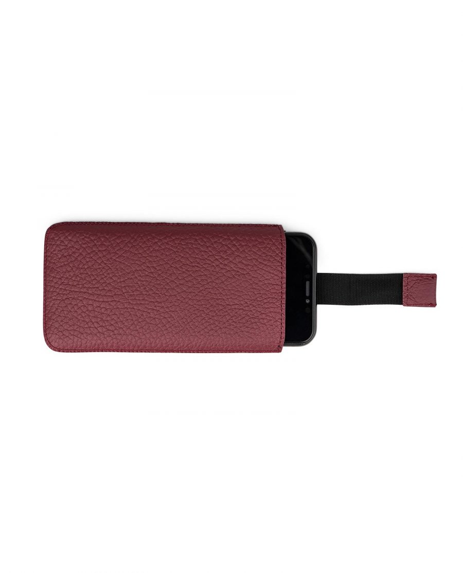 Premium Burgundy iPhone X Leather Case Pull out image