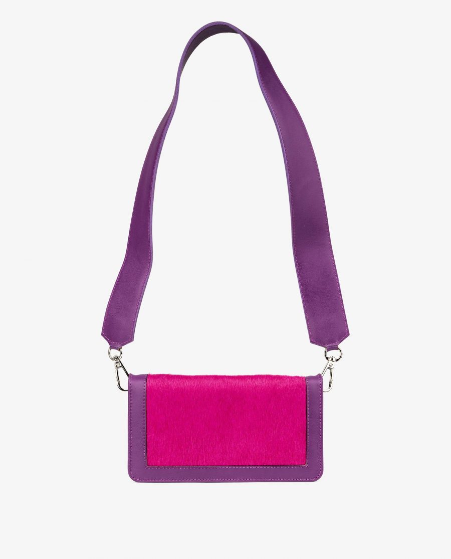 Purple Leather Clutch With Fuchsia Calf Hair First picture