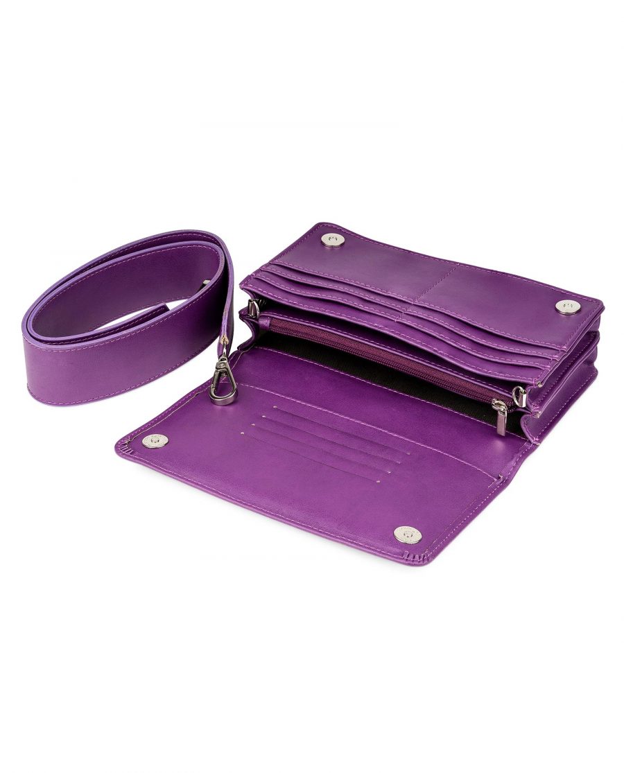 Purple Leather Clutch With Fuchsia Calf Hair What inside image