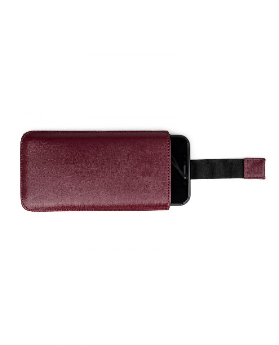 Smooth Burgundy iPhone X Leather Case Pull out strap