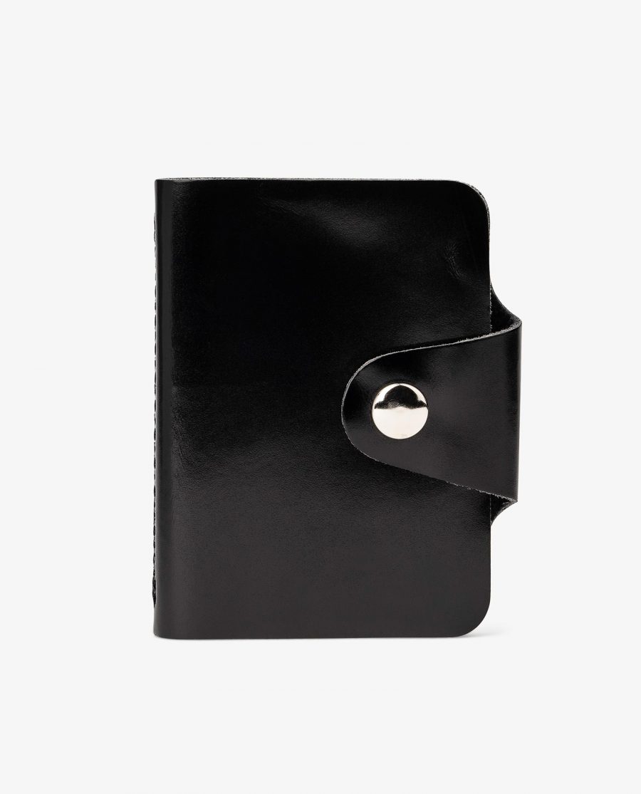 Snap Button Black Leather Card Case Main picture