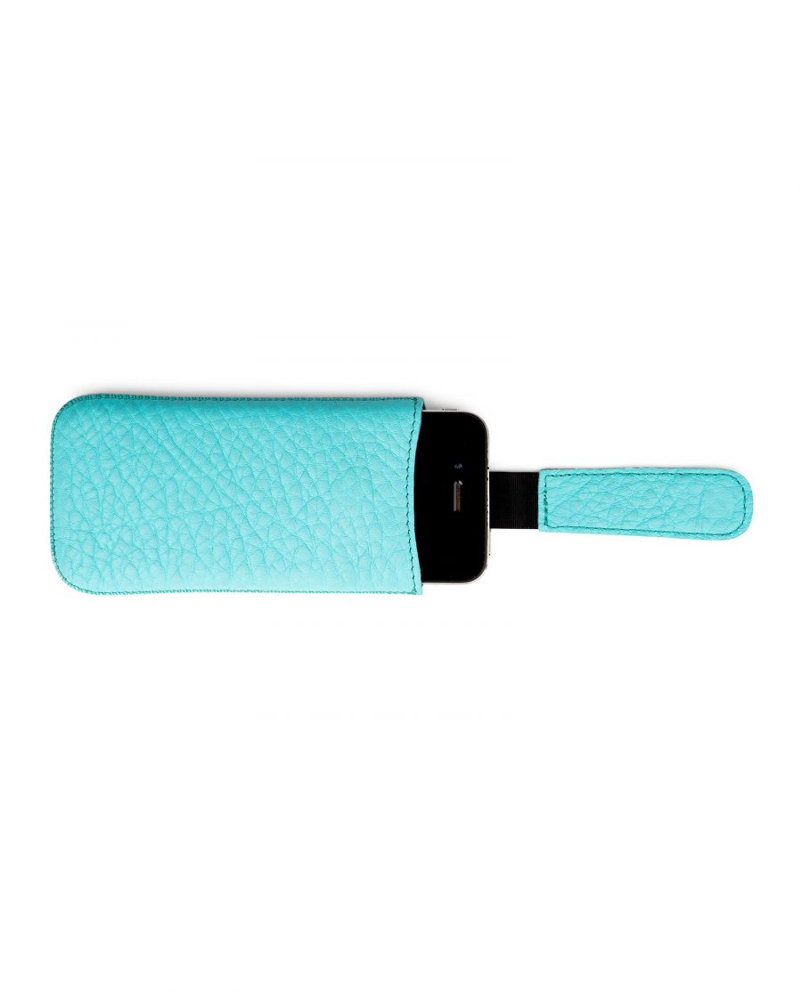 Turquoise iPhone 5-5s-5c-SE Leather Case Pull out strap image
