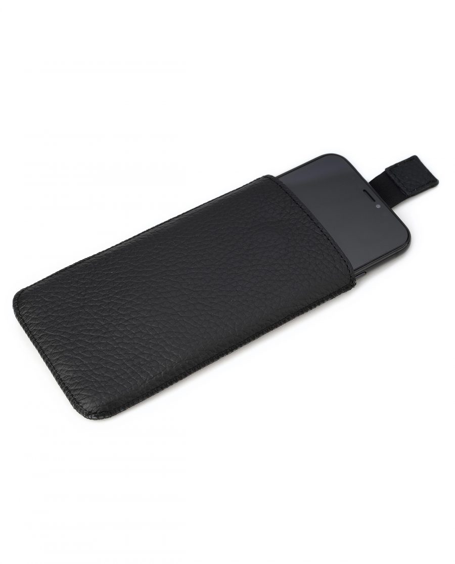 iPhone 6 Plus Leather Case Black Pebbled Pull out
