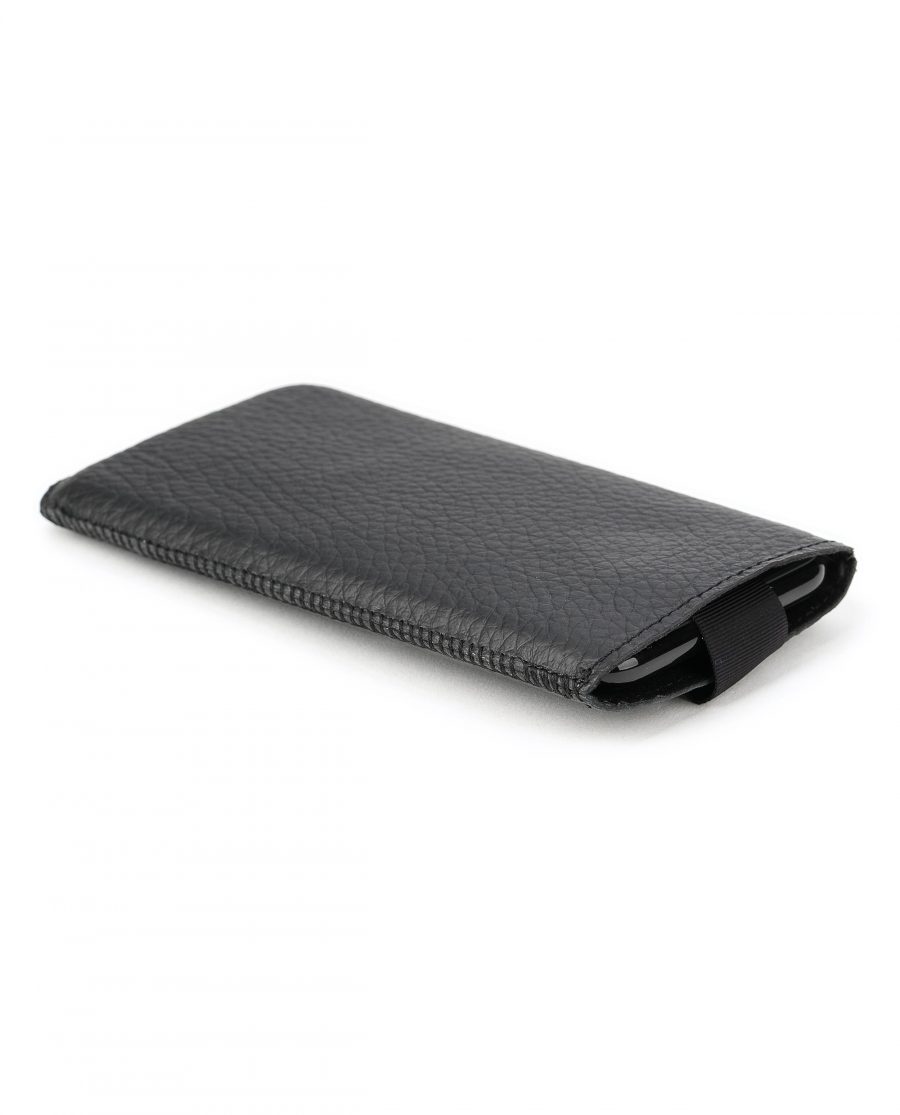 iPhone Xs Leather Case Black Pebbled Back side
