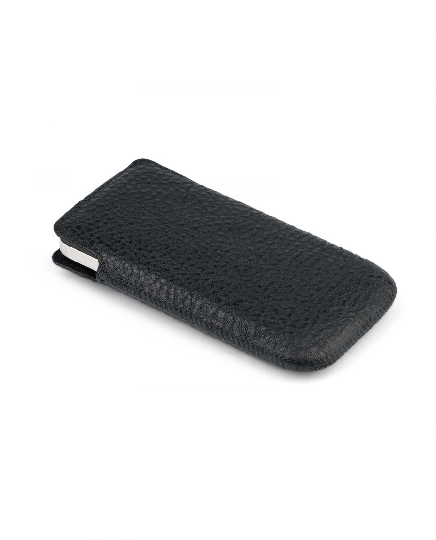 Black iPhone 5 5c 5s SE case Quilted Leather from side